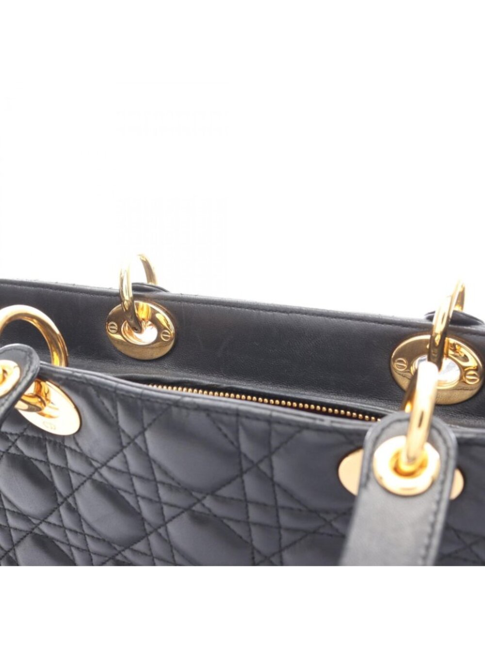 Dior Handbag Radio the Cannage Black Leather Hand - Picture 7 of 15